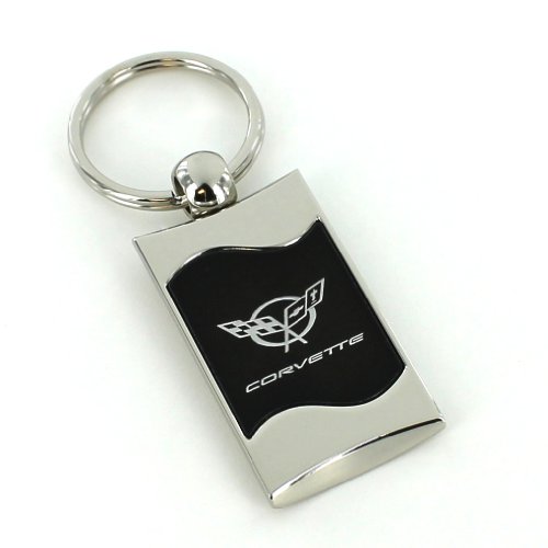 CORVETTE C5 BLACK SPUN BRUSHED METAL KEY RING