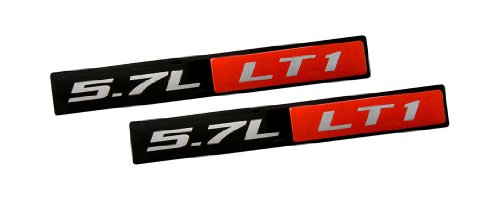 2 x (Pair / Set) Red Black 5.7L Liter LT1 Real Aluminum Engine Hood Emblem Badge Nameplate for GM General Motors Performance Chevy Chevrolet Corvette C4 Buick Camaro Roadmaster Pontiac Trans AM Chevy Caprice SS Impala SS Cadillac Fleetwood Pontiac Firebird Z28