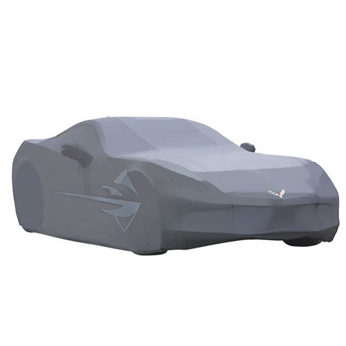 Corvette C7 Stingray OEM GM Car Cover Outdoor Crossed-Flag Logo Gray