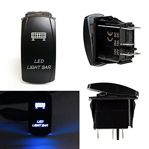 iJDMTOY (1) LED Light Bar 5-Pin SPST ON/OFF Blue LED Indicator Rocker Switch For Car Truck 4x4 Jeep Boat For Work Lights, Fog Lights, Daytime Running Lamps, etc