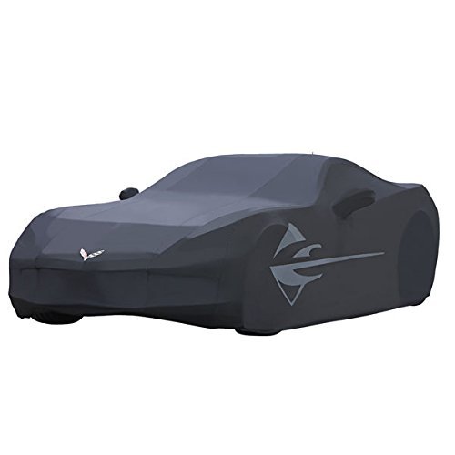 2014+ C7 Corvette Outdoor Car Cover Black with Large Stingray Fender Logos + Storage Bag