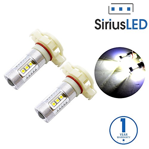 SiriusLED Extremely Bright 80W High Power CREE Projector LED Bulbs for Car Fog Lights Daytime Running DRL Driving H16 5202 9009 6000K Xenon White