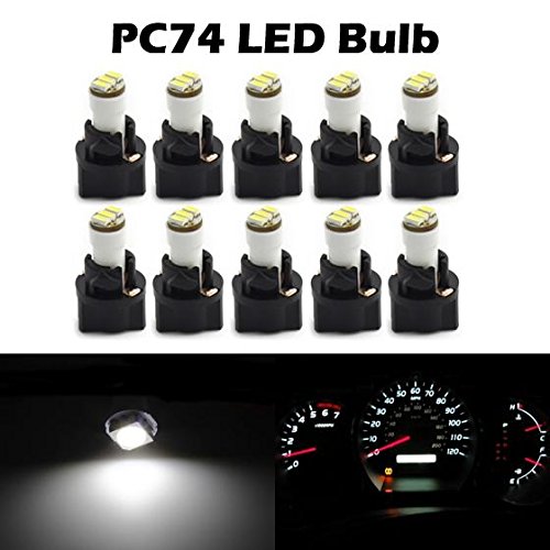 Partsam 10Pack White Twist Socket T5 73 74 led 3528 SMD Instrument Cluster Dash Light