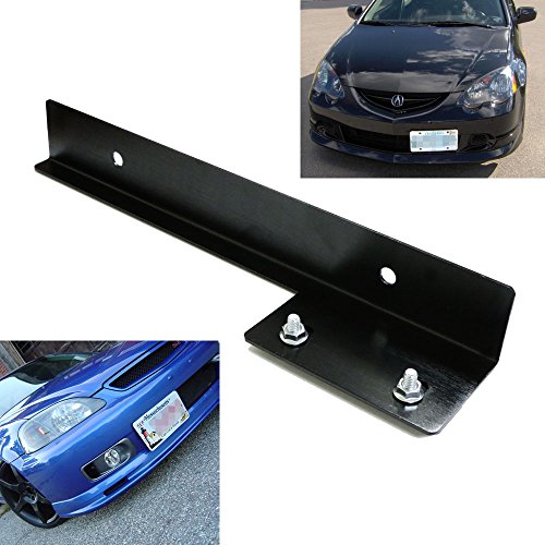 iJDMTOY® JDM Black Universal Fit Front Bumper License Plate Relocator Bracket Holder Bar